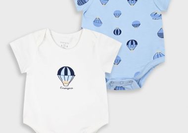 Σετ 2 κορμάκια για βρεφικό αγόρι (0 - 18 μηνών) | ΓΑΛΑΖΙΟ - Energiers - 